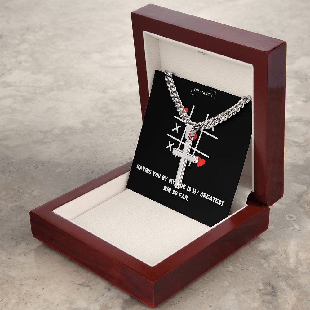 ✝️ Artisan cross necklace with Cuban link chain – A gift for real values