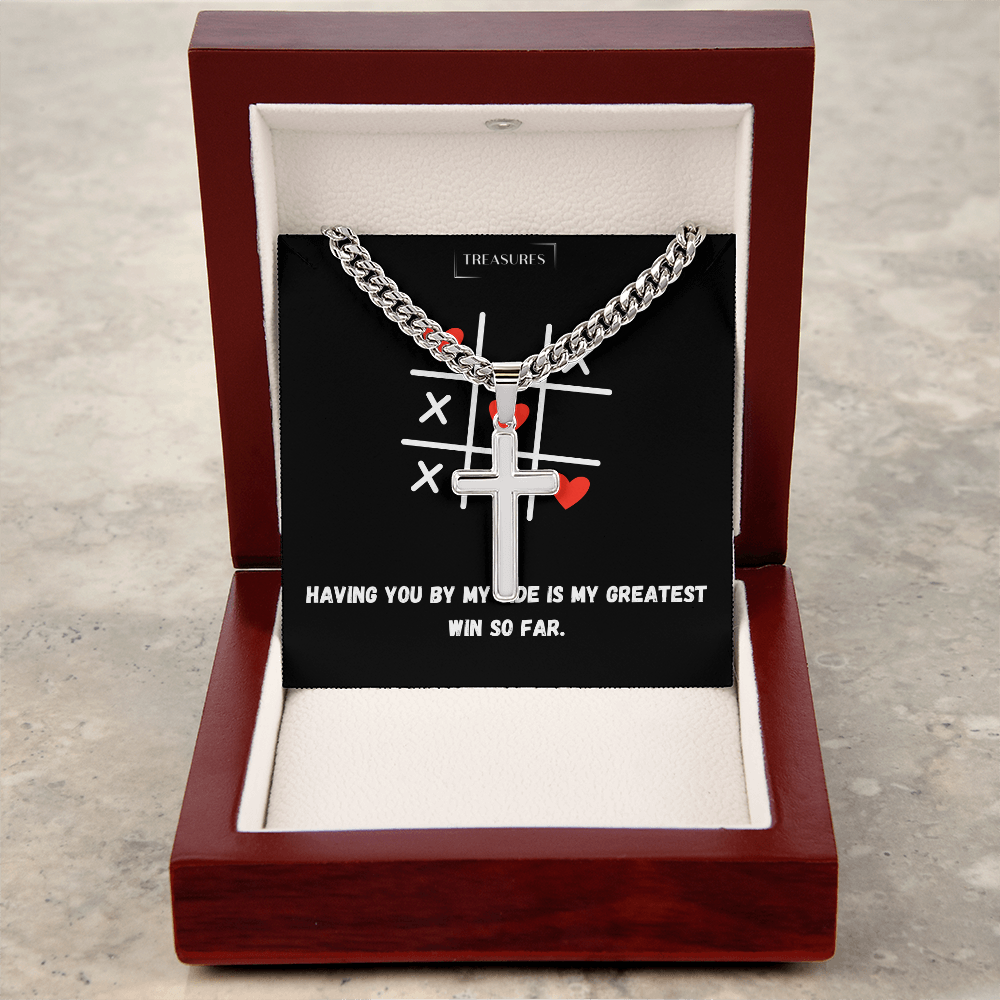 ✝️ Artisan cross necklace with Cuban link chain – A gift for real values