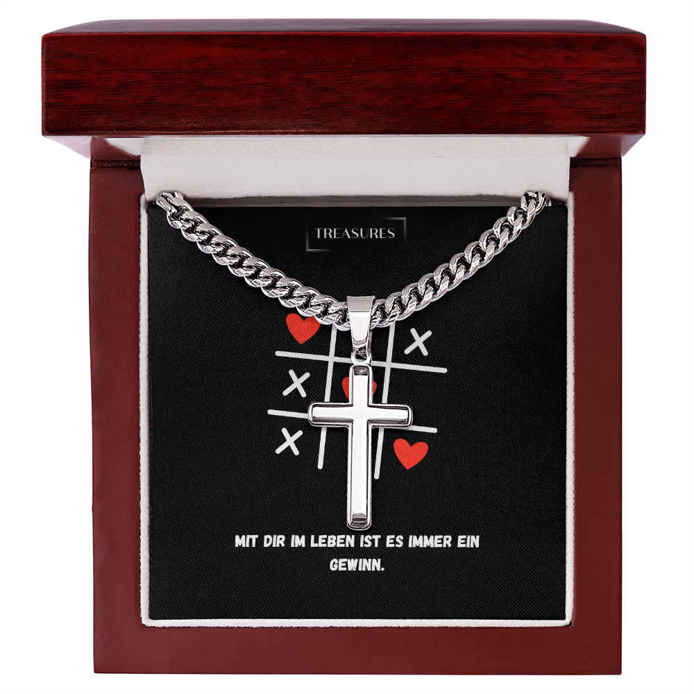 ✝️ Artisan Kreuzkette mit Cuban Link Chain – Ein Geschenk für echte Werte