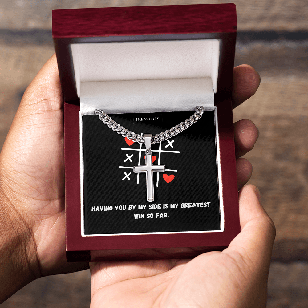 ✝️ Artisan cross necklace with Cuban link chain – A gift for real values