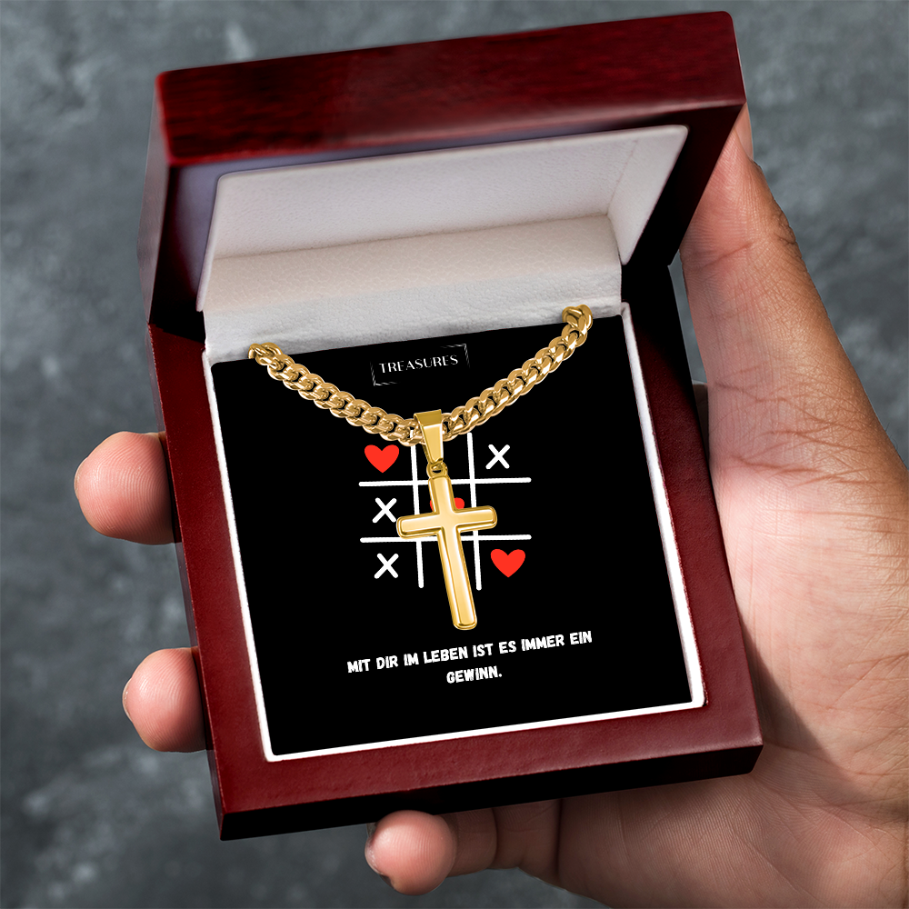 ✝️ Artisan Kreuzkette mit Cuban Link Chain – Ein Geschenk für echte Werte