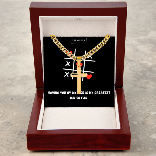 ✝️ Artisan cross necklace with Cuban link chain – A gift for real values