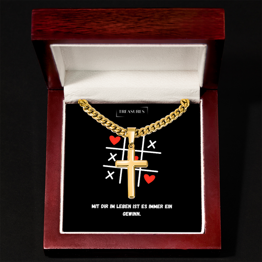 ✝️ Artisan Kreuzkette mit Cuban Link Chain – Ein Geschenk für echte Werte