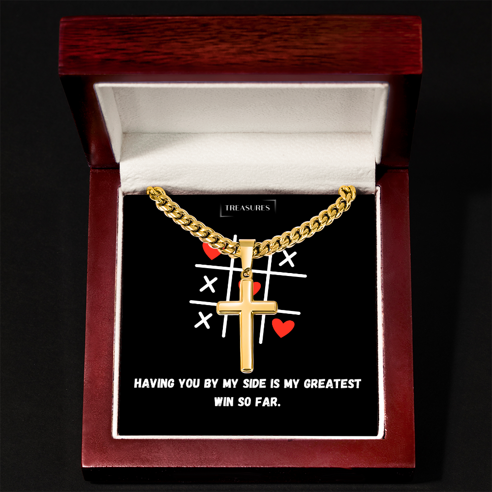✝️ Artisan cross necklace with Cuban link chain – A gift for real values