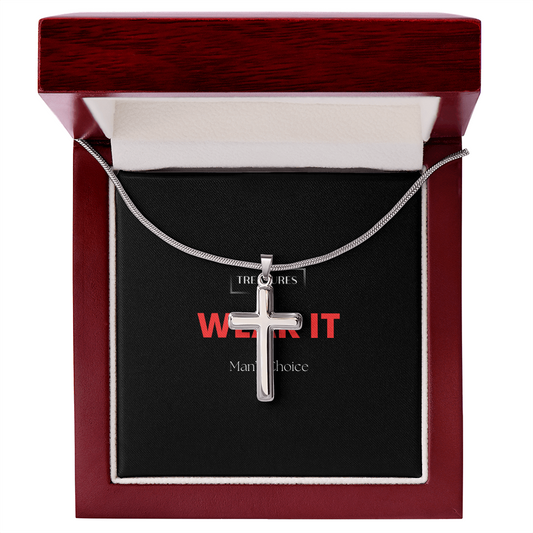 Artisan-Kreuz-Halskette mit Schlangen-Kette