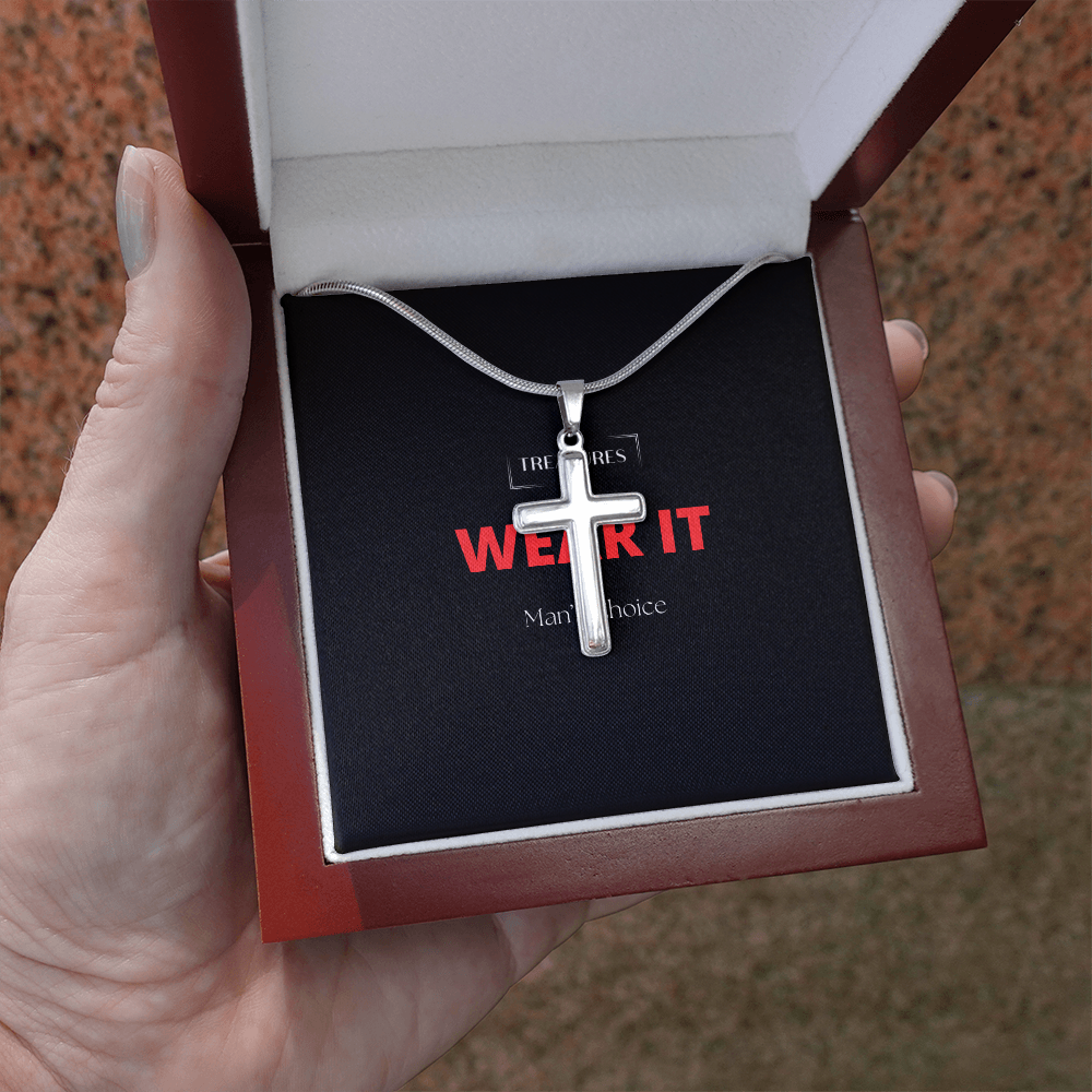 Artisan-Kreuz-Halskette mit Schlangen-Kette