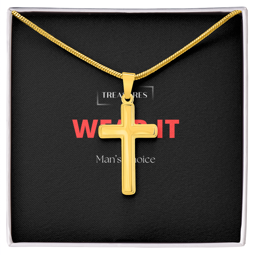 Artisan-Kreuz-Halskette mit Schlangen-Kette