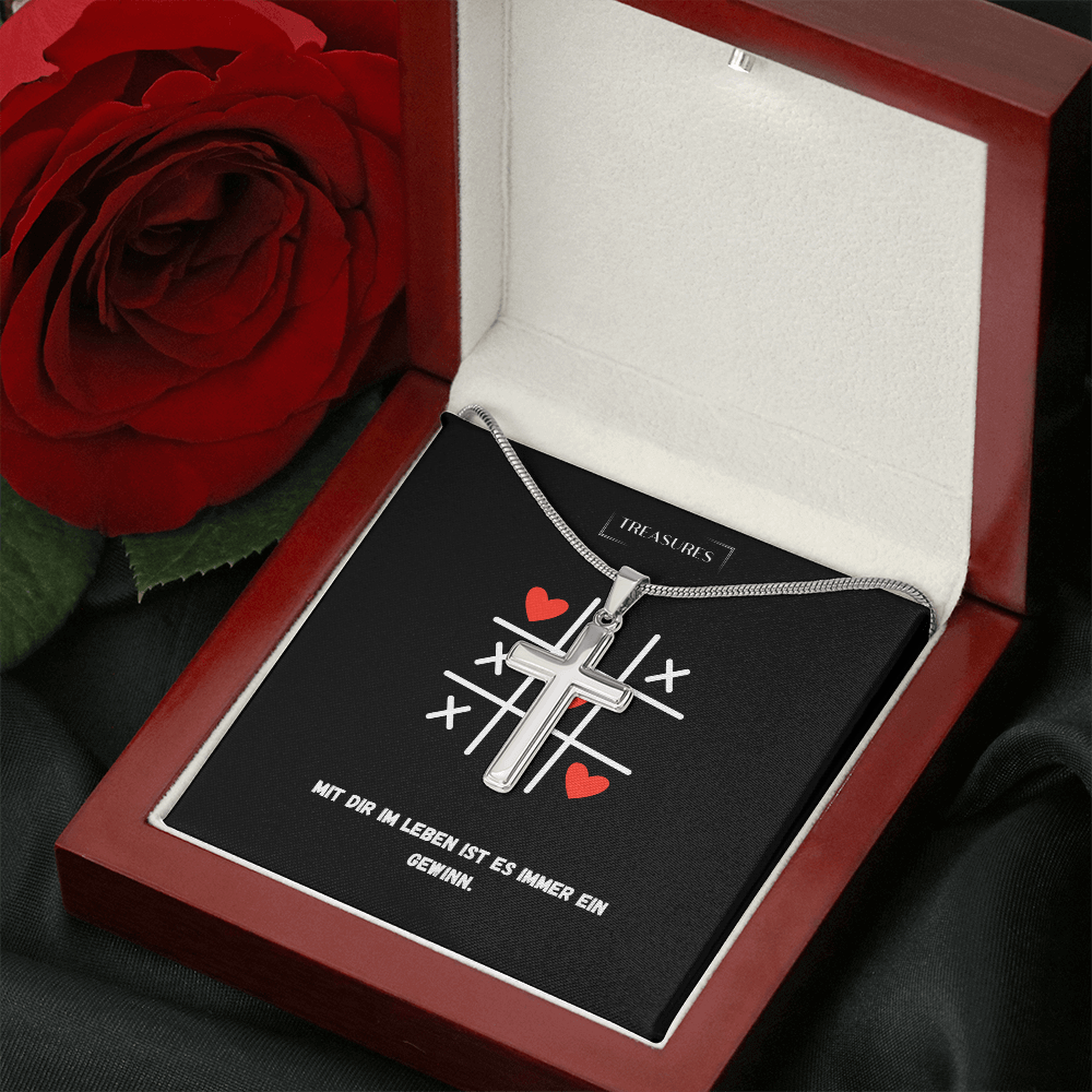 Handgefertigte, gravierbare Kreuzkette für Männer, elegantes Schweizer Symbol für Glauben und Liebe, ideal für Geburtstag, Weihnachten, Familiengeschenk, treasures.ch