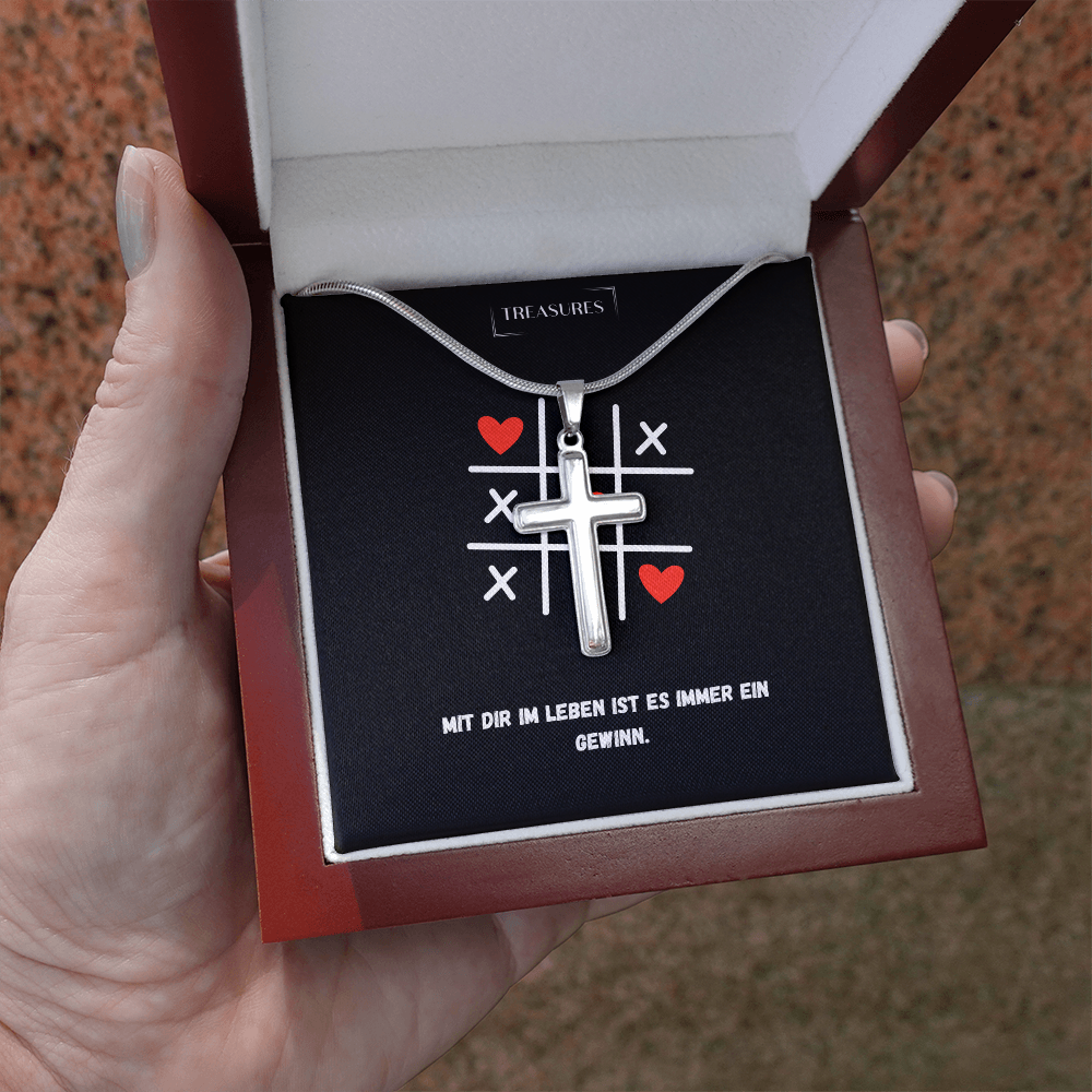 Handgefertigte, gravierbare Kreuzkette für Männer, elegantes Schweizer Symbol für Glauben und Liebe, ideal für Geburtstag, Weihnachten, Familiengeschenk, treasures.ch