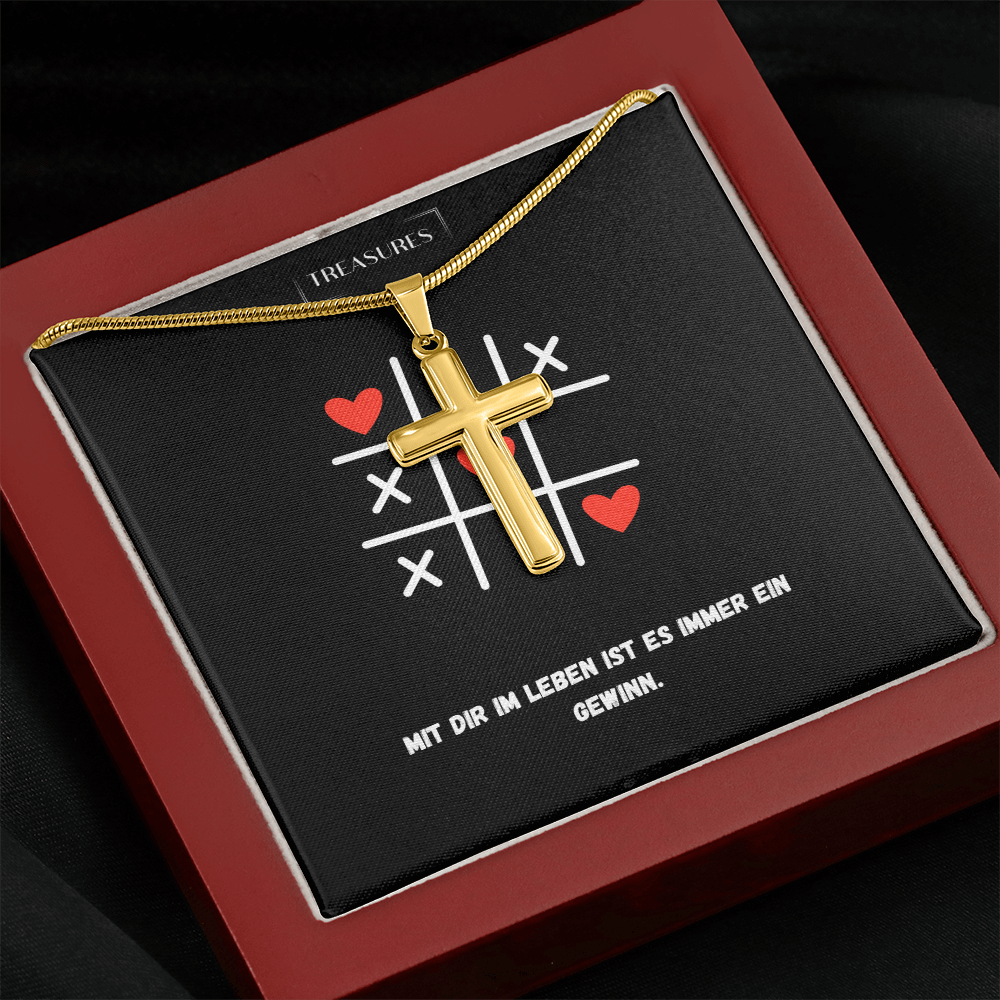 Handgefertigte, gravierbare Kreuzkette für Männer, elegantes Schweizer Symbol für Glauben und Liebe, ideal für Geburtstag, Weihnachten, Familiengeschenk, treasures.ch