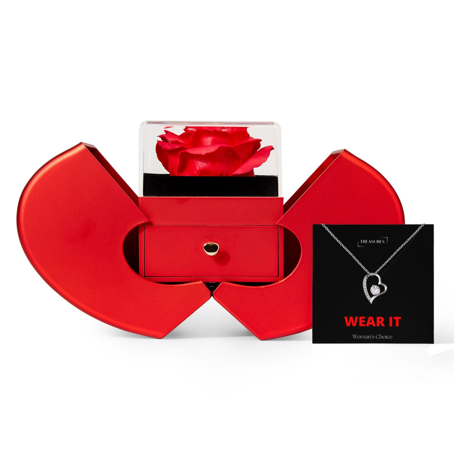 Forever Love Halskette mit roter Herz-Rosenbox