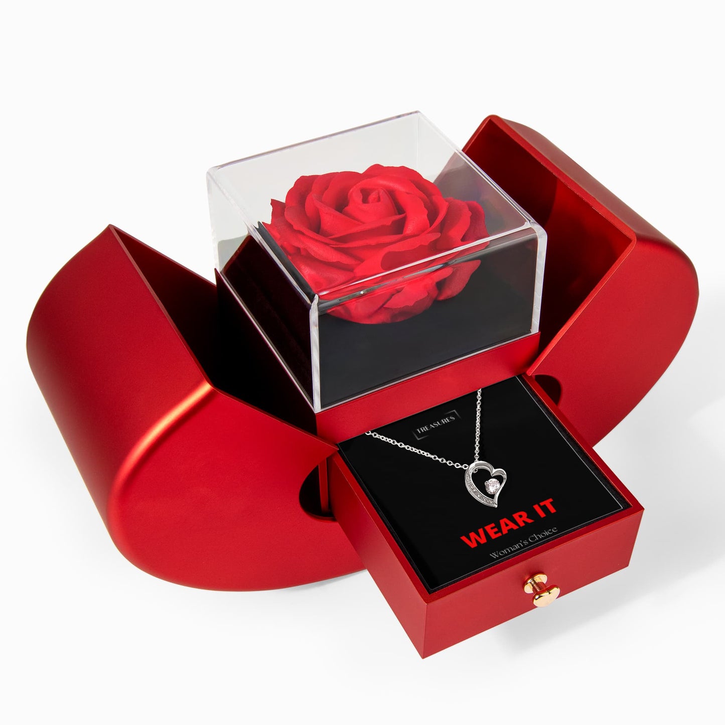 Forever Love Halskette mit roter Herz-Rosenbox