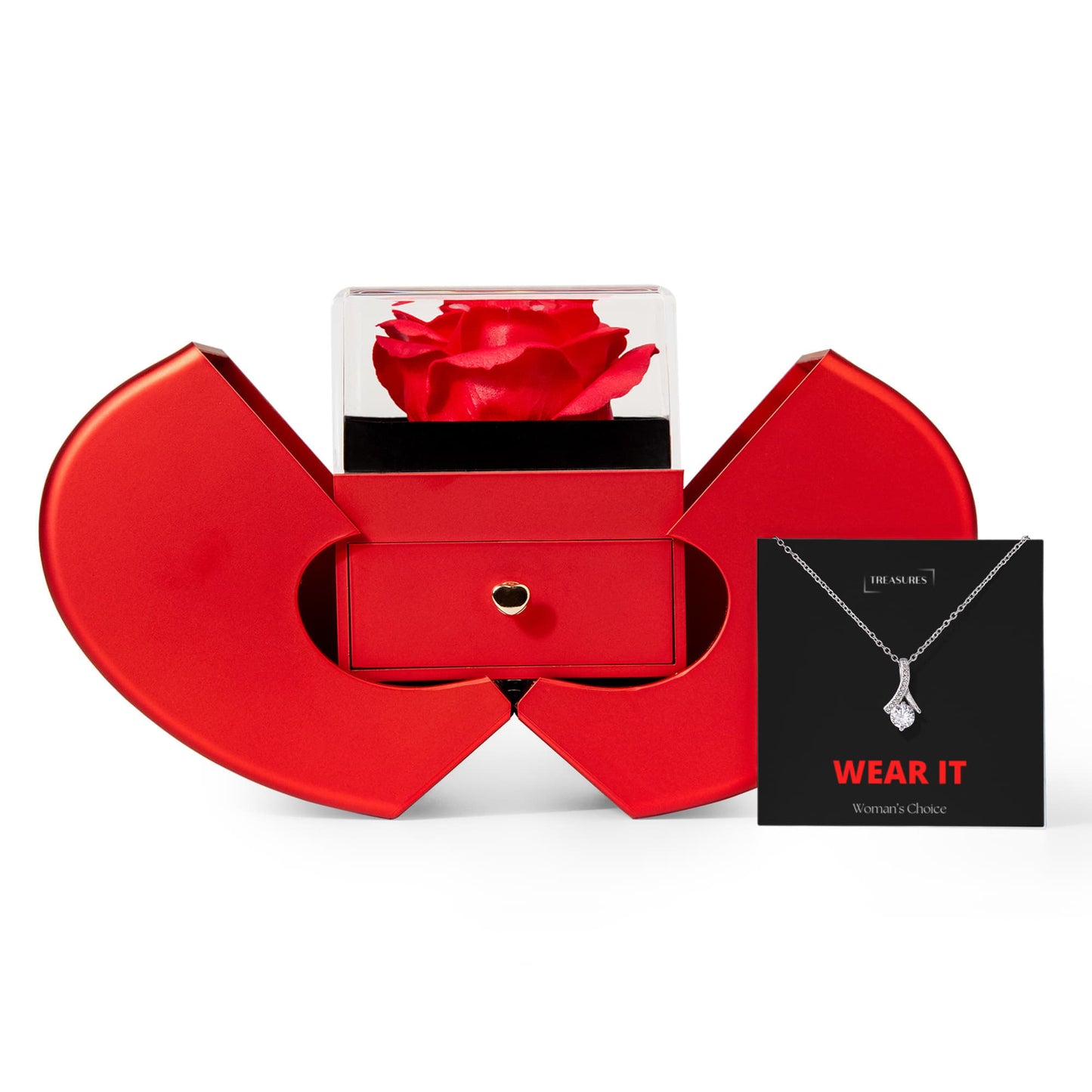 Alluring Beauty Halskette mit roter Herz-Rosenbox