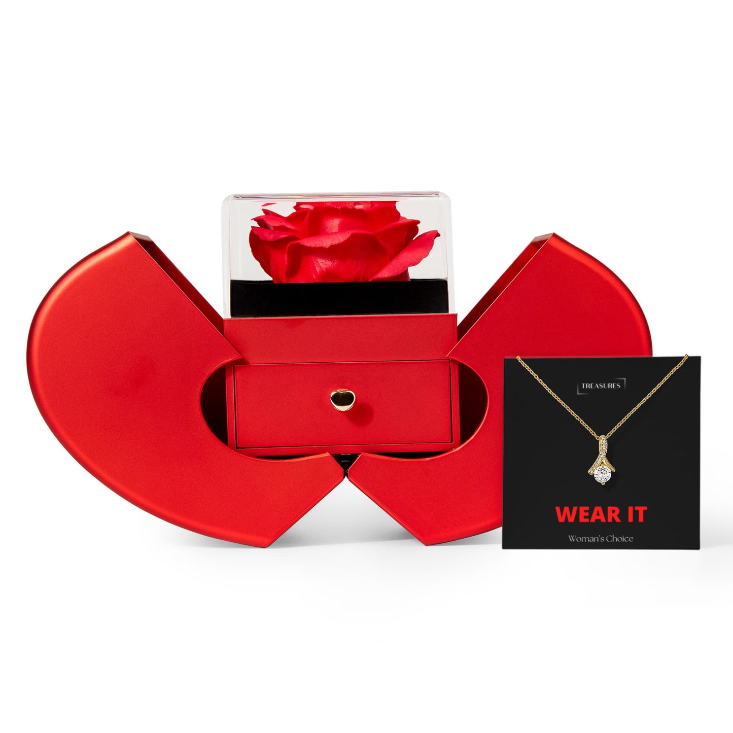 Alluring Beauty Halskette mit roter Herz-Rosenbox