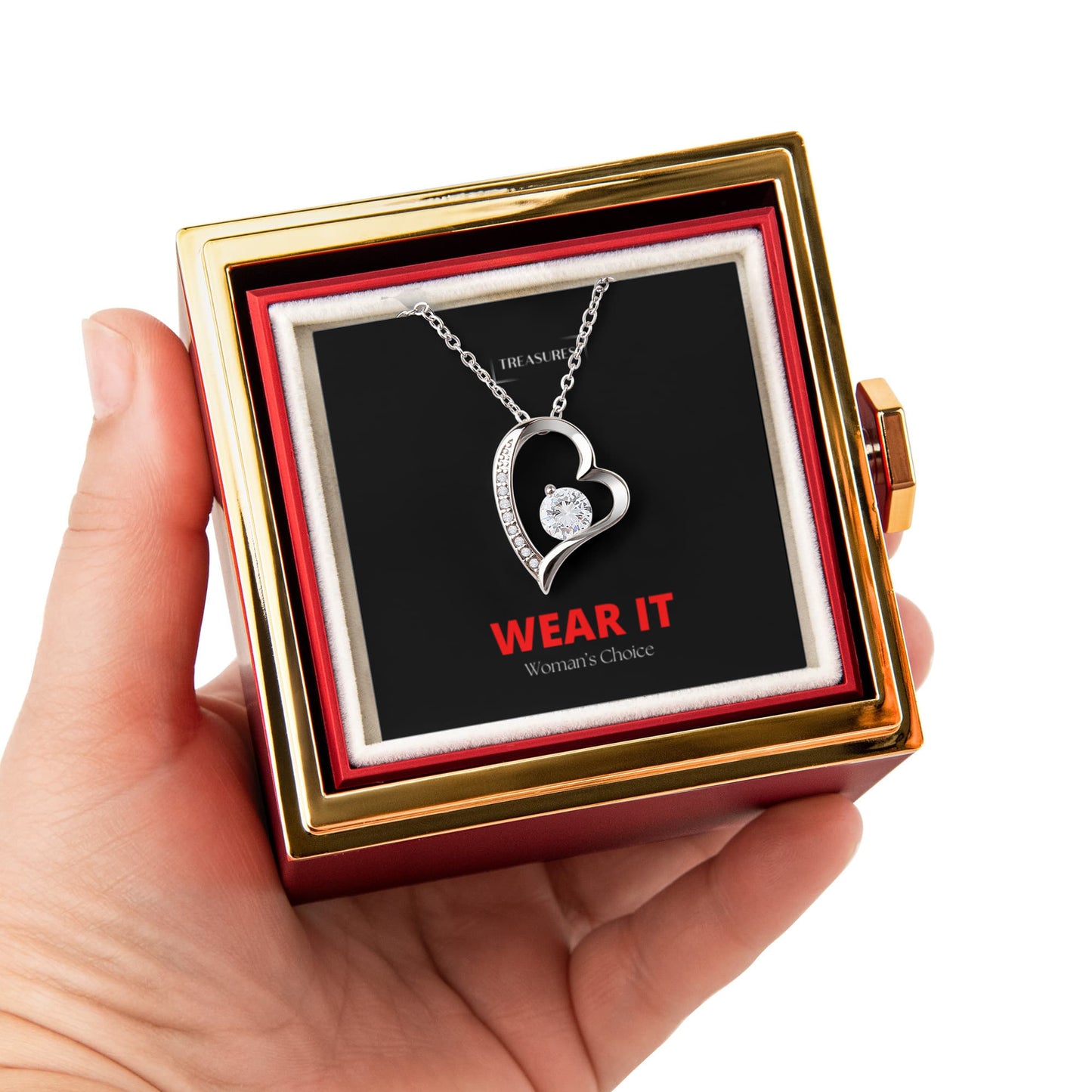 Forever Love Halskette mit drehbarer Rosen-Box