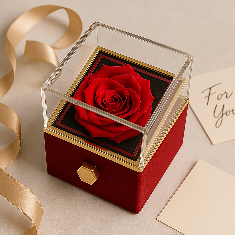 Forever Love Halskette mit drehbarer Rosen-Box