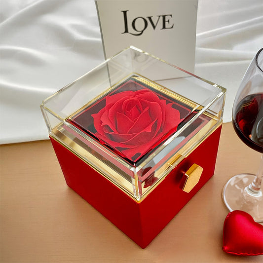 Liebes-Knoten-Halsband mit funkelndem Zirkonia-Anhänger in 14k Weißgold-Finish, präsentiert in einer luxuriösen Geschenkbox mit ewiger roter Rose – das perfekte Geschenk für besondere Anlässe.