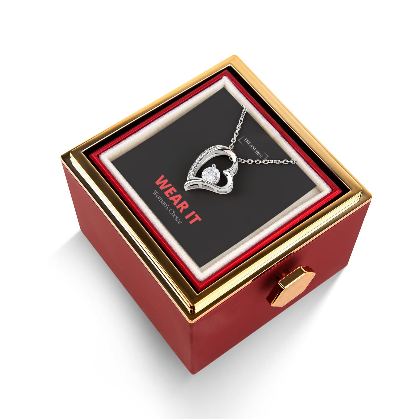 Forever Love Halskette mit drehbarer Rosen-Box