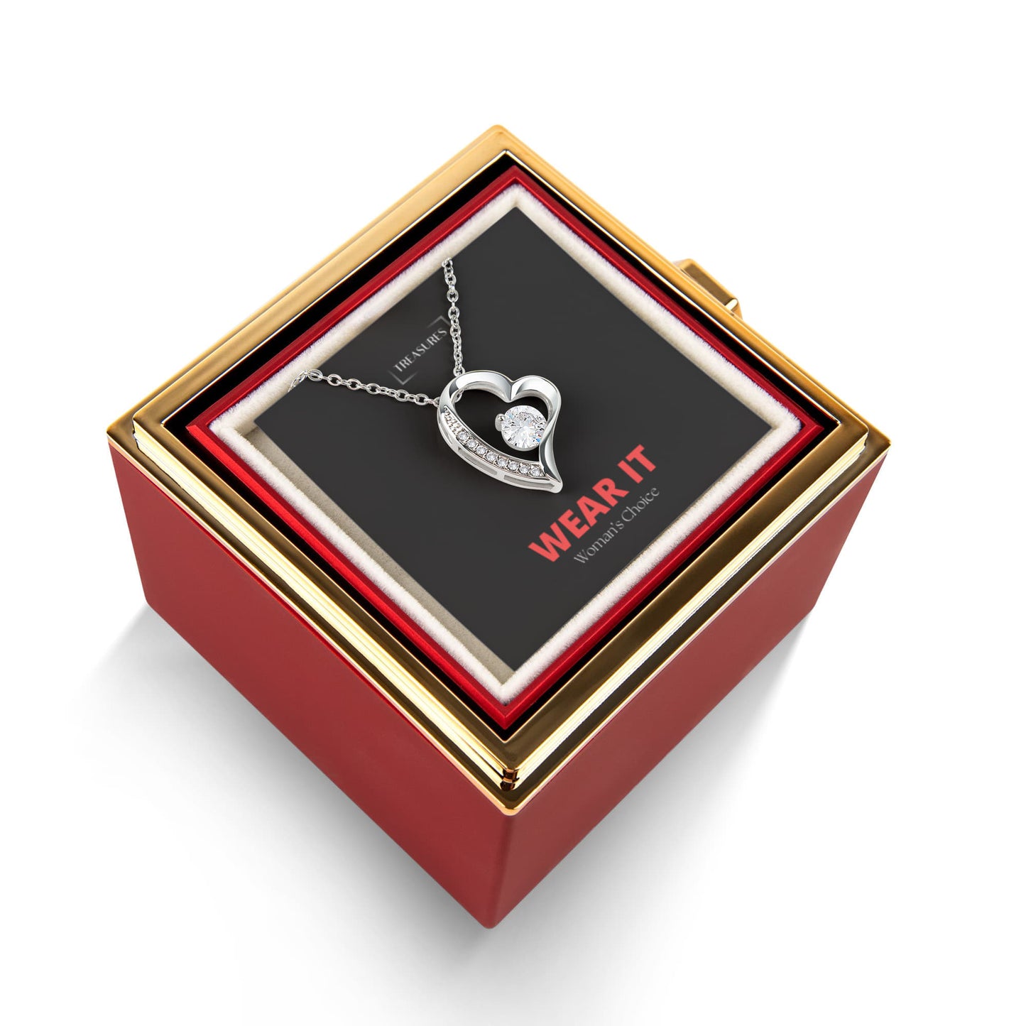 Forever Love Halskette mit drehbarer Rosen-Box