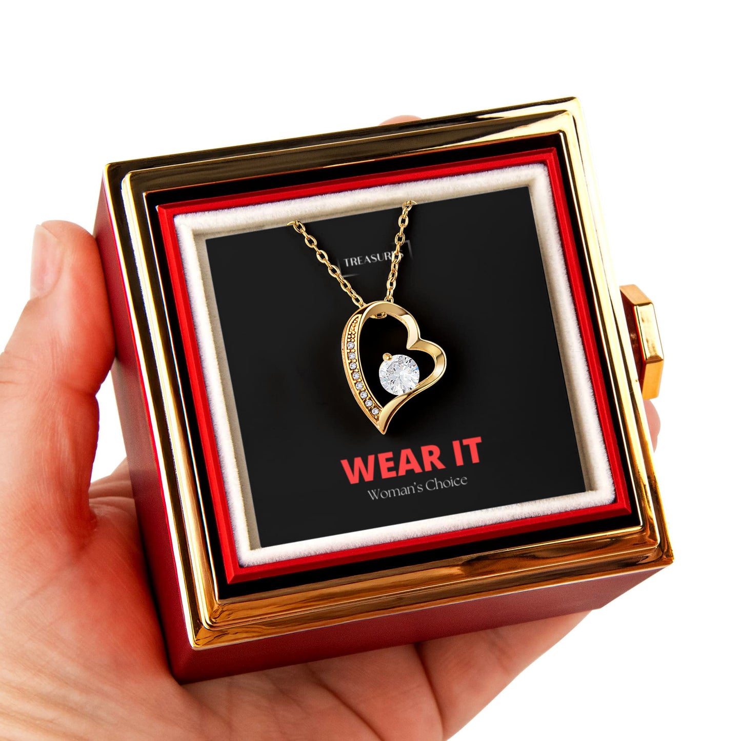 Forever Love Halskette mit drehbarer Rosen-Box